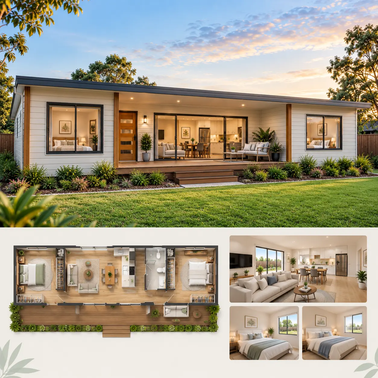 The Ironbark two bedroom granny flat floor plan