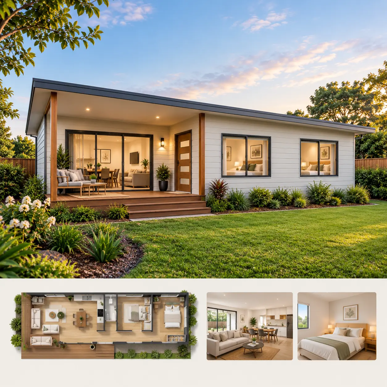 The Wattle two bedroom granny flat floor plan