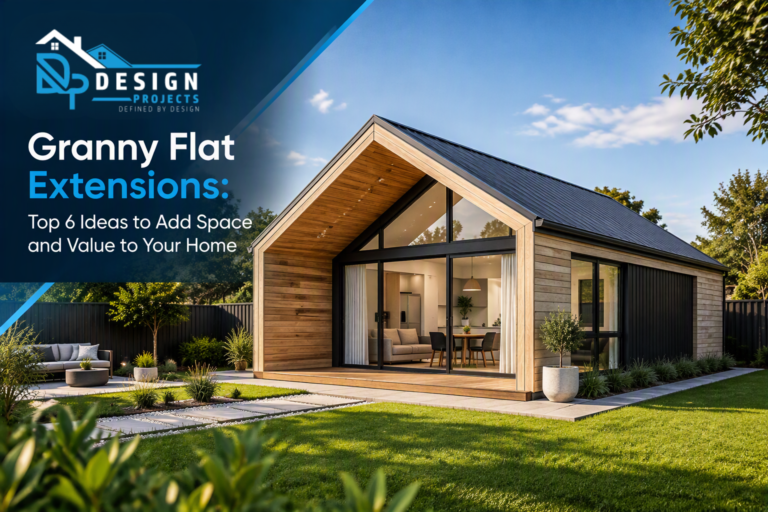 Modern granny flat extension with timber cladding and landscaped backyard